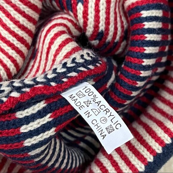 Retro Look Patriotic USA Pom Pom Knit Hat/ Beanie OS - Picture 4 of 4